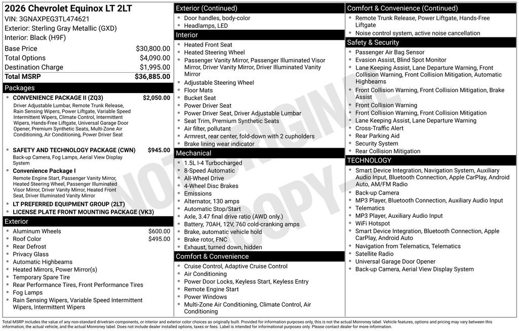 New 2026 Chevrolet Equinox LT w/ Convenience Package II AWD/4WD image 6