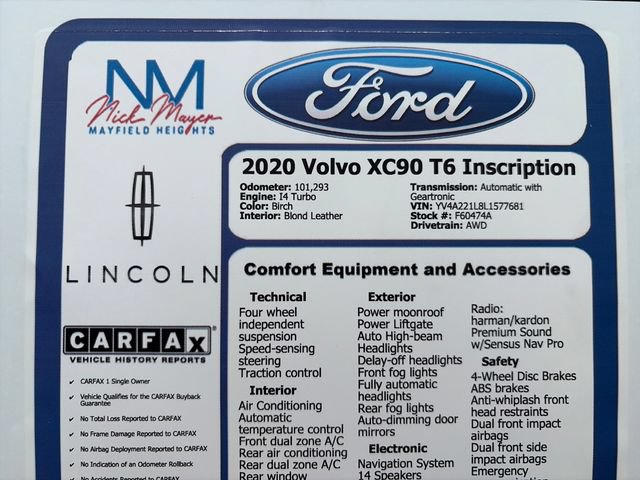 Used 2020 Volvo XC90 T6 Inscription w/ Protection Package Premier AWD/4WD image 38