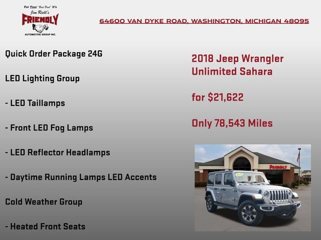 Used 2018 Jeep Wrangler Unlimited Sahara w/ Cold Weather Group AWD/4WD image 5