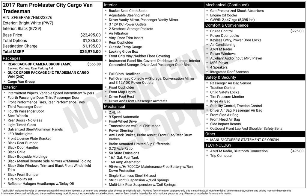 Used 2017 RAM ProMaster City Tradesman w/ Rear Back-up Camera Group image 9