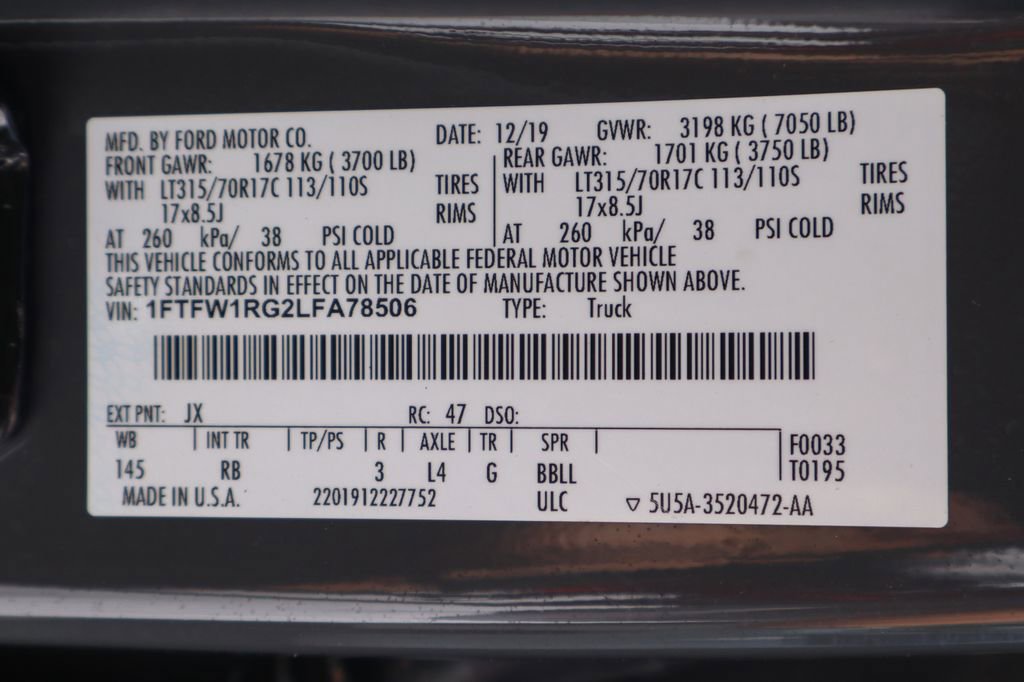 Used 2020 Ford F150 Raptor w/ Equipment Group 802A Luxury image 60
