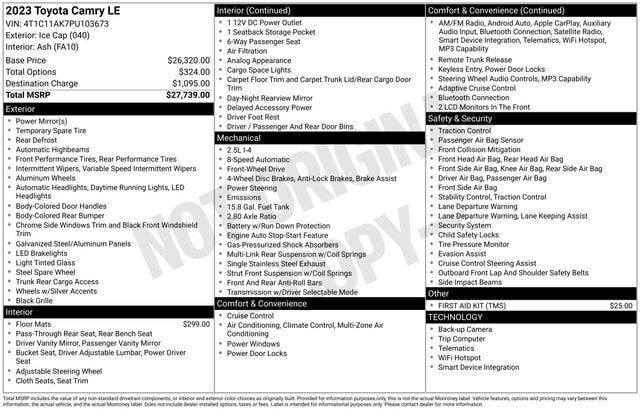 Certified 2023 Toyota Camry LE FWD image 32