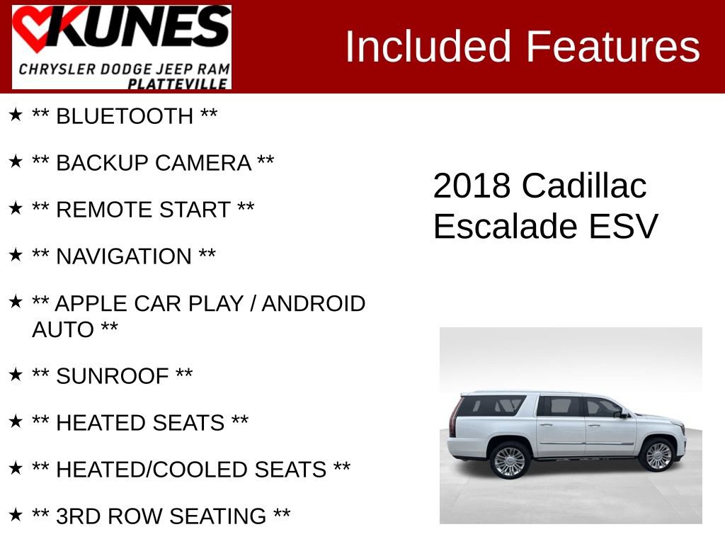 Used 2018 Cadillac Escalade ESV Platinum image 2