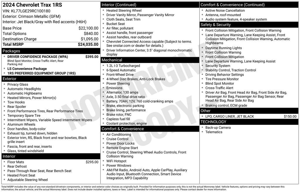 Certified 2024 Chevrolet Trax RS w/ Driver Confidence Package FWD image 10