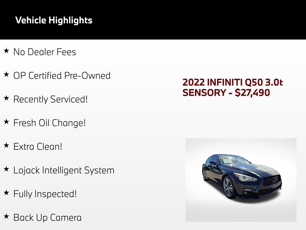 Used 2022 INFINITI Q50 Sensory RWD image 3