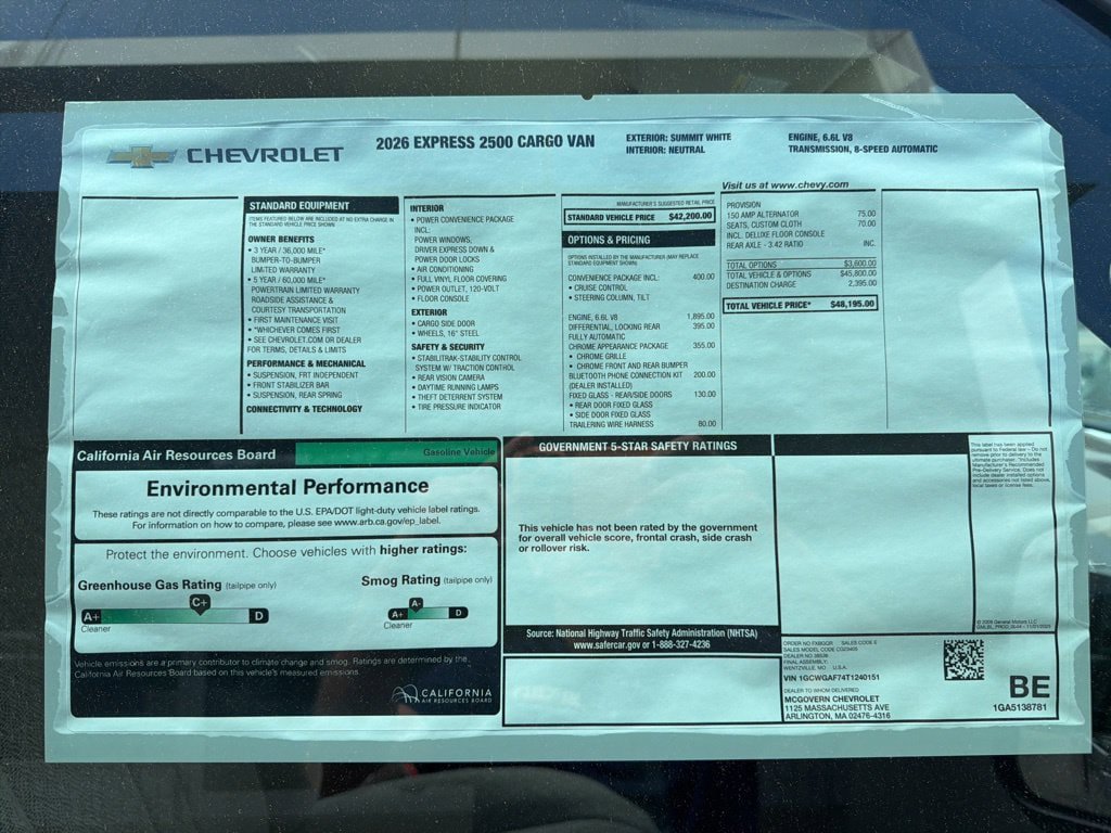 New 2026 Chevrolet Express 2500 w/ Driver Convenience Package RWD image 31