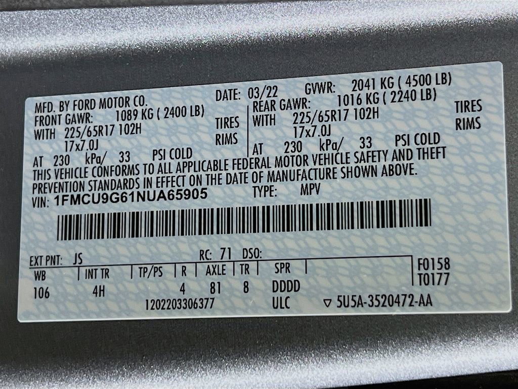 Certified 2022 Ford Escape SE image 34