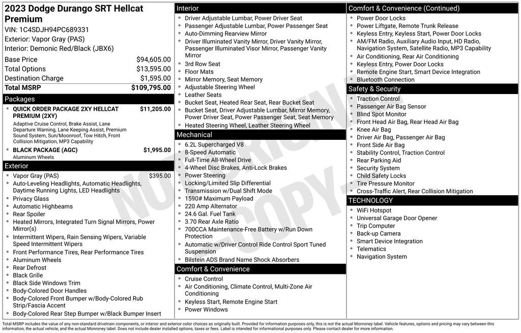 New 2023 Dodge Durango SRT Hellcat AWD/4WD image 5