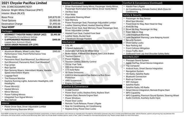 Used 2021 Chrysler Pacifica Limited w/ Uconnect Theater Family Group AWD/4WD image 15