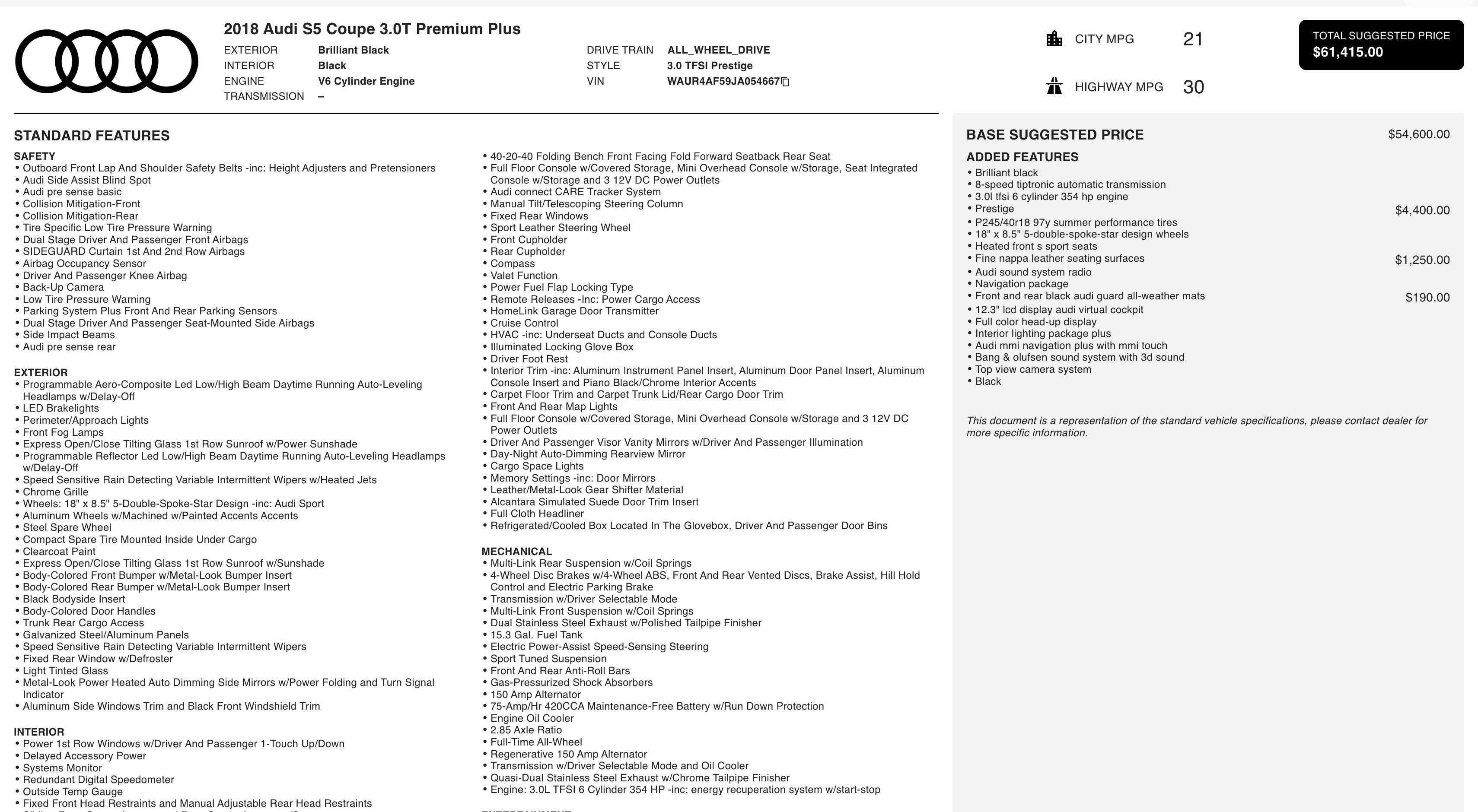 Used 2018 Audi S5 Prestige w/ S Sport Package image 4