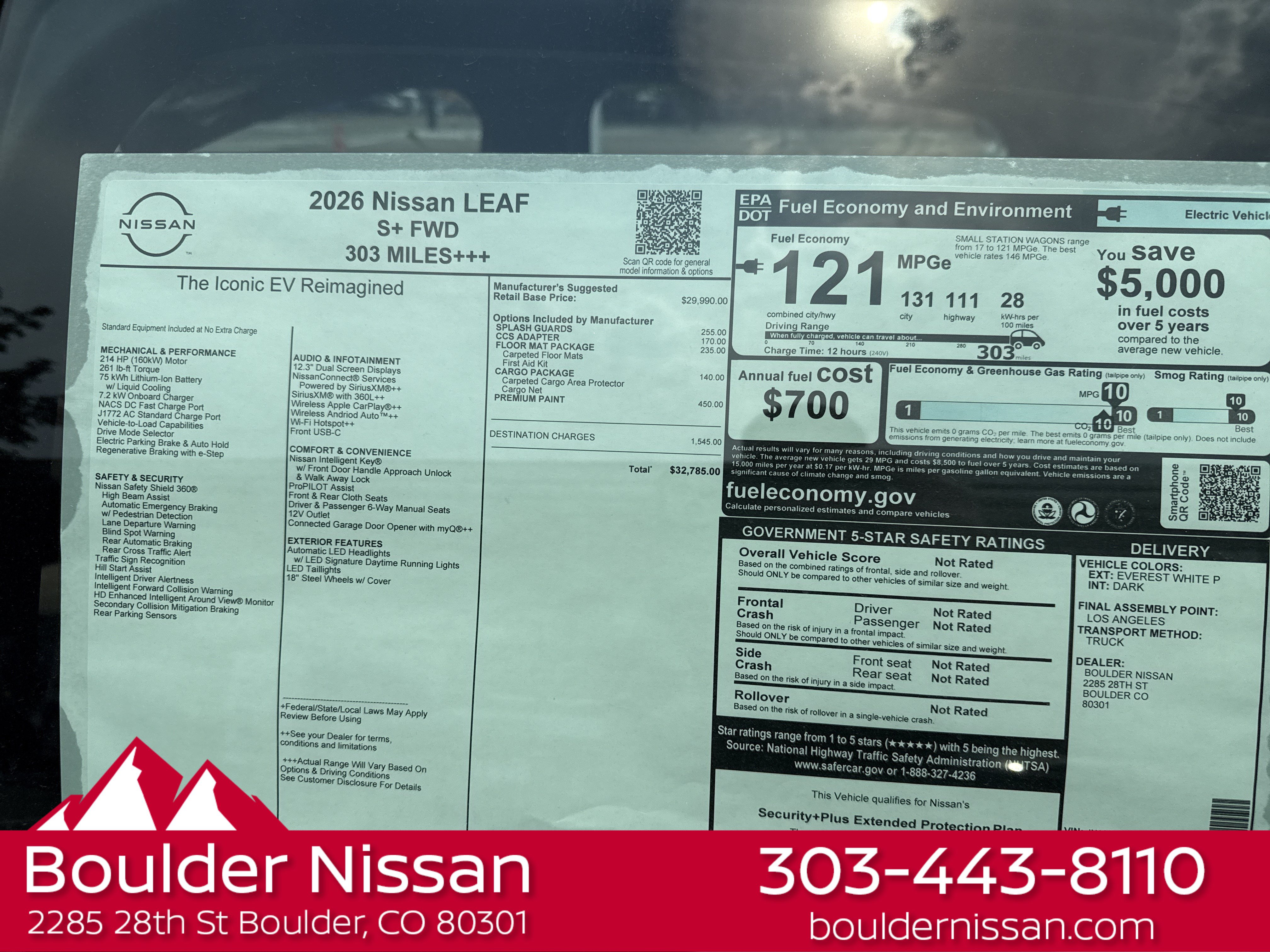 New 2026 Nissan Leaf w/ Floor Mat Package (S+) FWD image 4