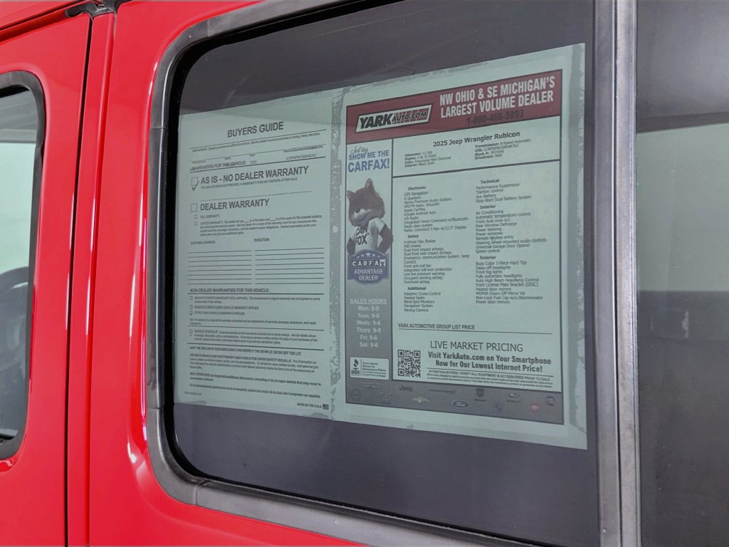 Certified 2025 Jeep Wrangler Unlimited Rubicon w/ Safety Group AWD/4WD image 16