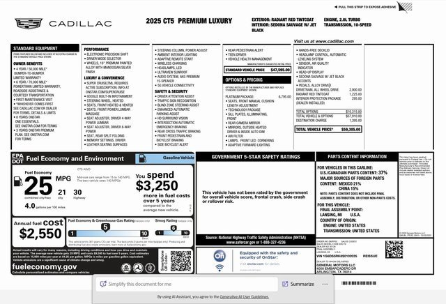 Used 2025 Cadillac CT5 Premium Luxury w/ Platinum Package