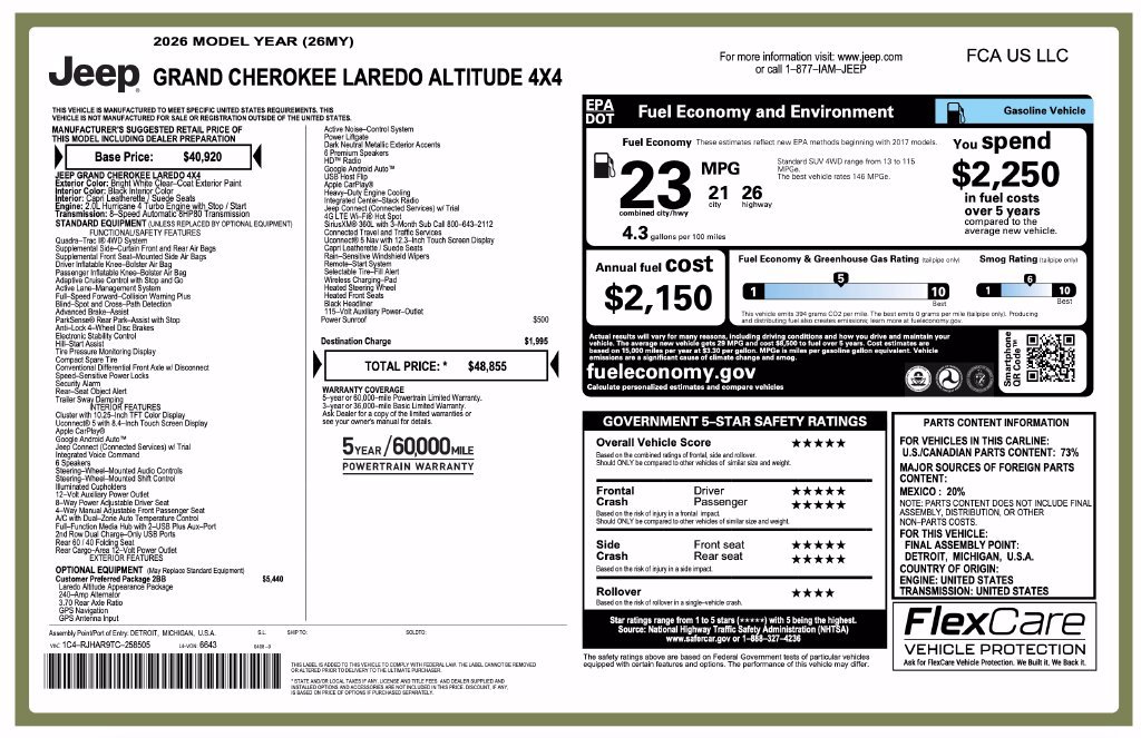 New 2026 Jeep Grand Cherokee Altitude AWD/4WD image 2