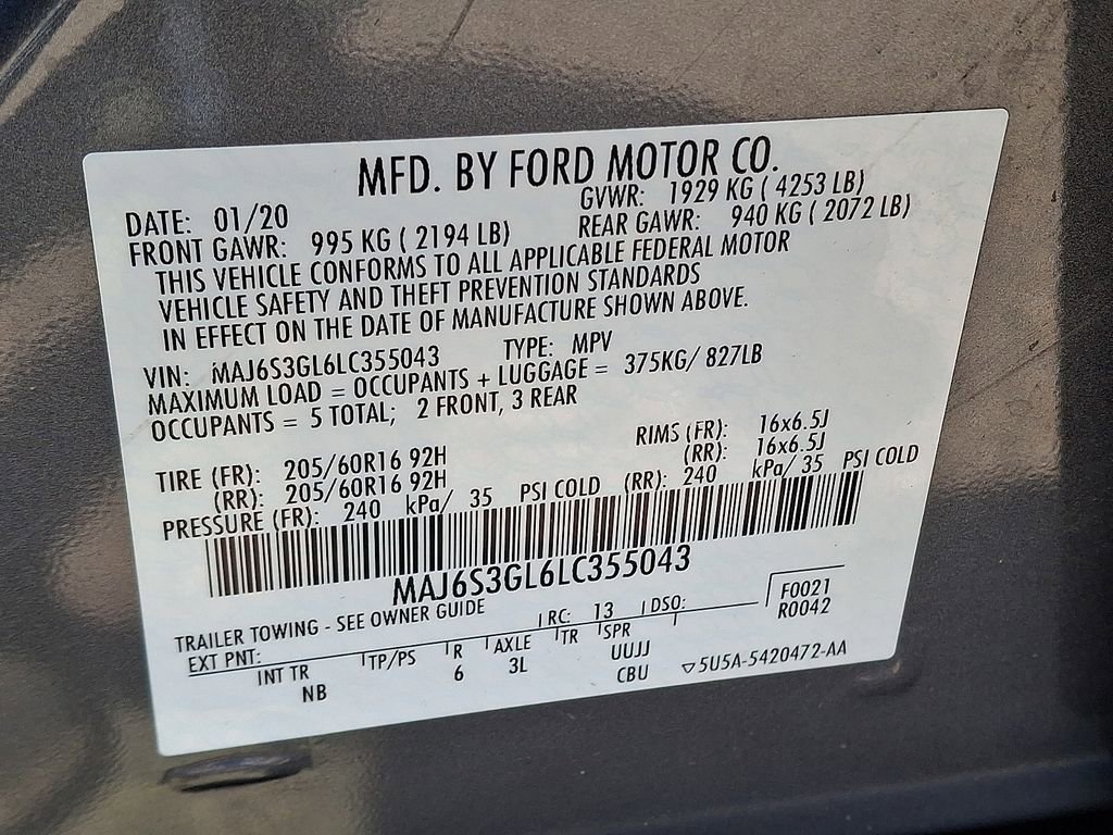 Certified 2020 Ford EcoSport SE w/ SE Convenience Package image 27