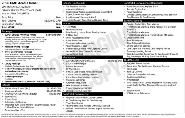 Used 2026 GMC Acadia Denali w/ Super Cruise Package AWD/4WD image 1