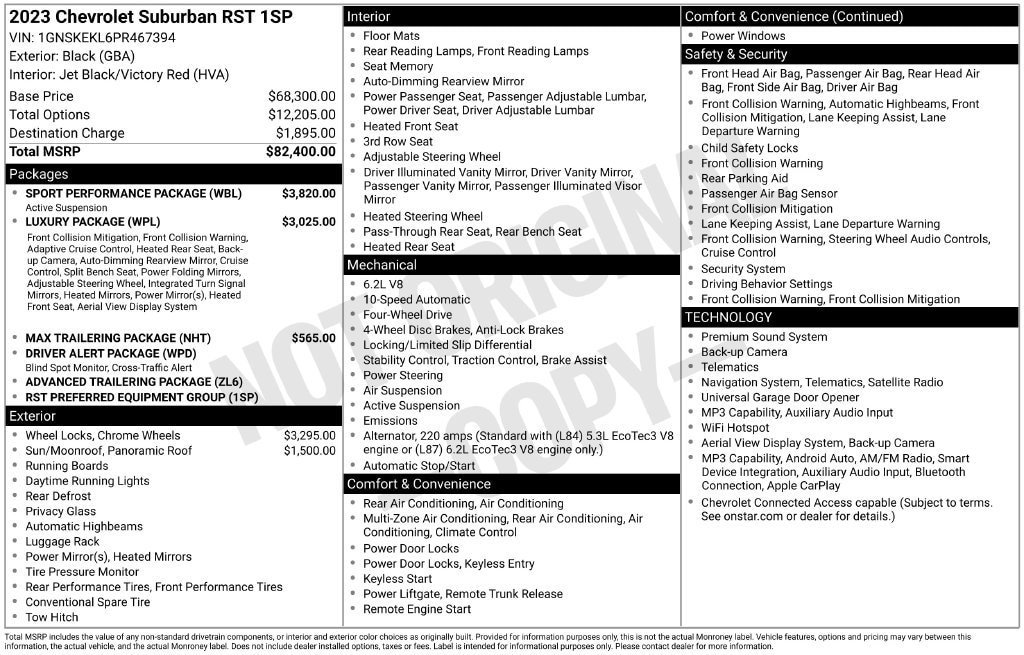 Certified 2023 Chevrolet Suburban RST w/ Sport Performance Package AWD/4WD image 11