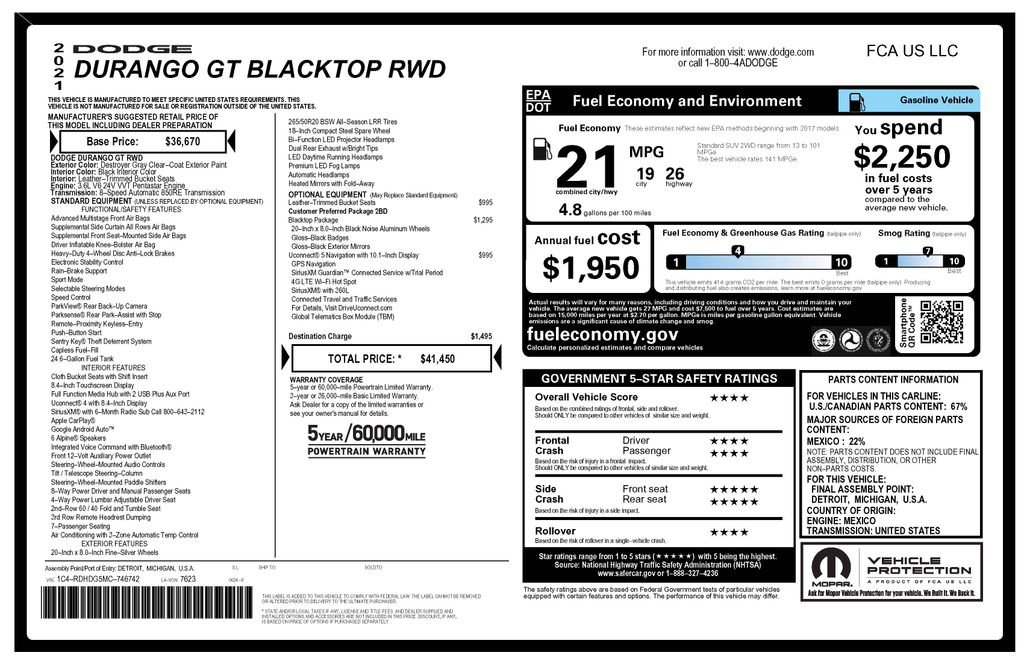 Used 2021 Dodge Durango GT w/ Blacktop Package image 4