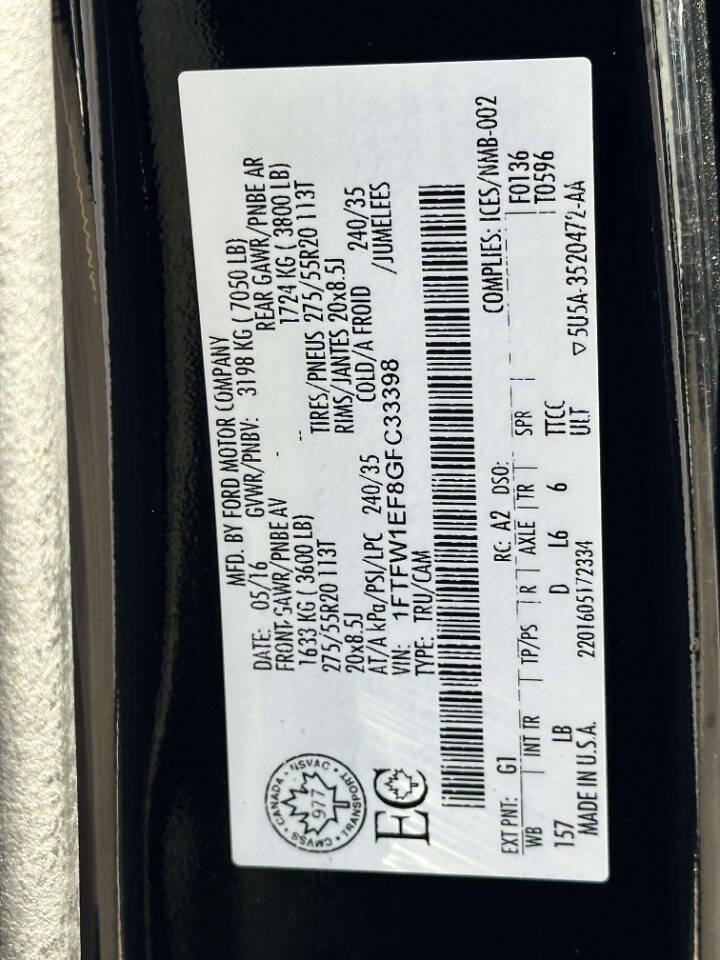 Used 2016 Ford F150 Lariat w/ Equipment Group 502A Luxury AWD/4WD image 17