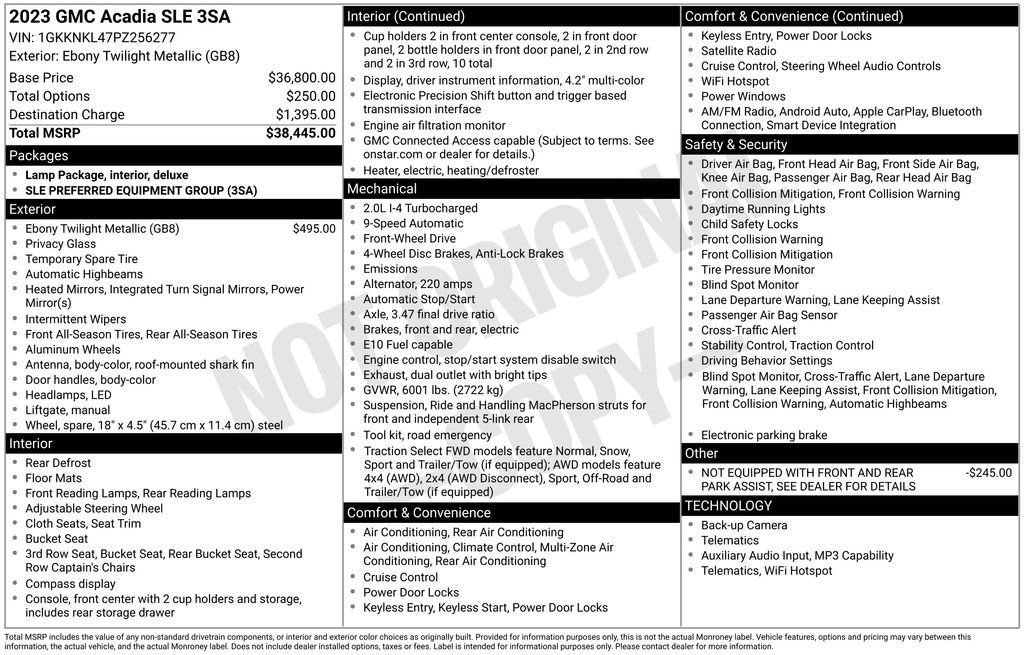 Used 2023 GMC Acadia SLE FWD image 51