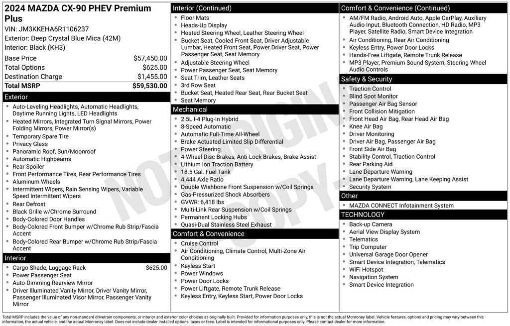 Used 2024 MAZDA CX-90 Plug-In Hybrid w/ Premium Plus image 3