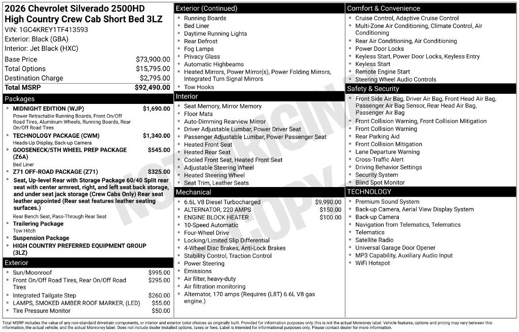 New 2026 Chevrolet Silverado 2500 High Country w/ Midnight Edition AWD/4WD image 25