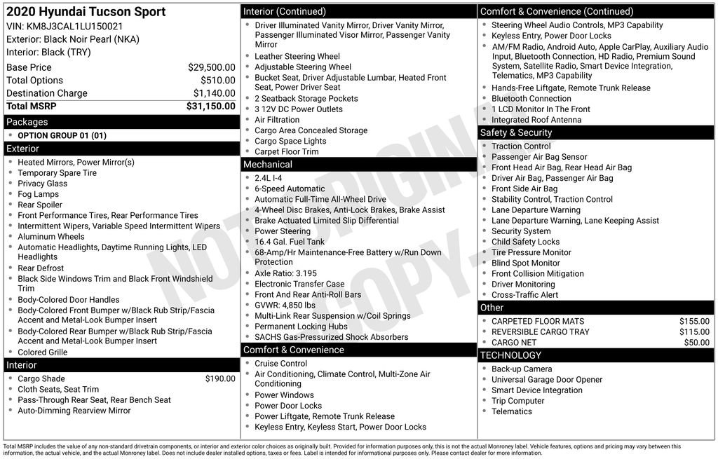 Used 2020 Hyundai Tucson Sport AWD/4WD image 3