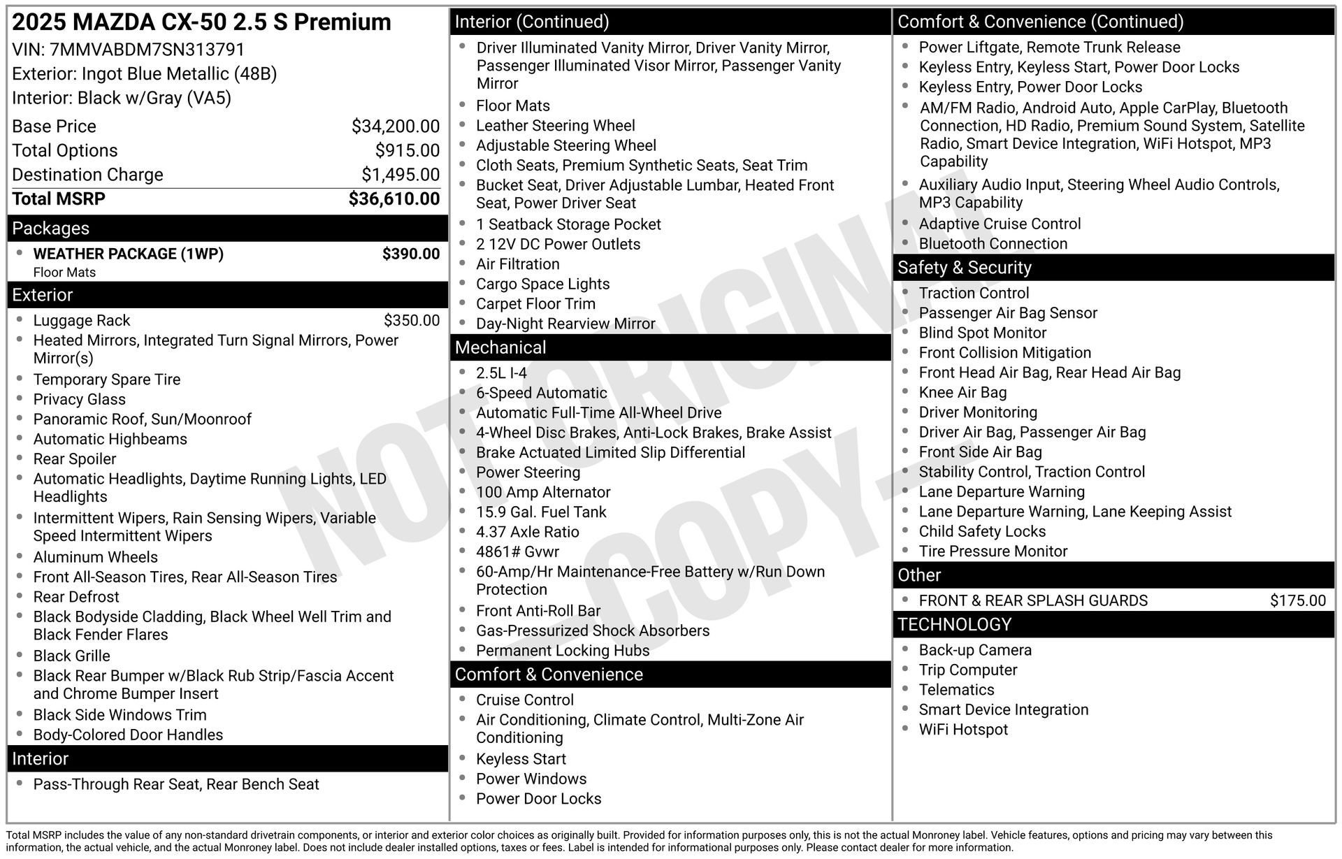 Used 2025 MAZDA CX-50 AWD 2.5 S w/ Weather Package image 42