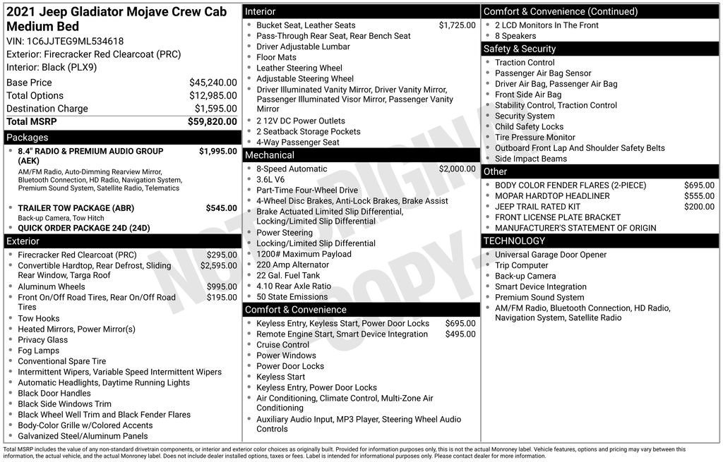 Used 2021 Jeep Gladiator Mojave image 29