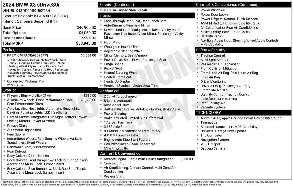 Used 2024 BMW X3 sDrive30i w/ Premium Package RWD image 6