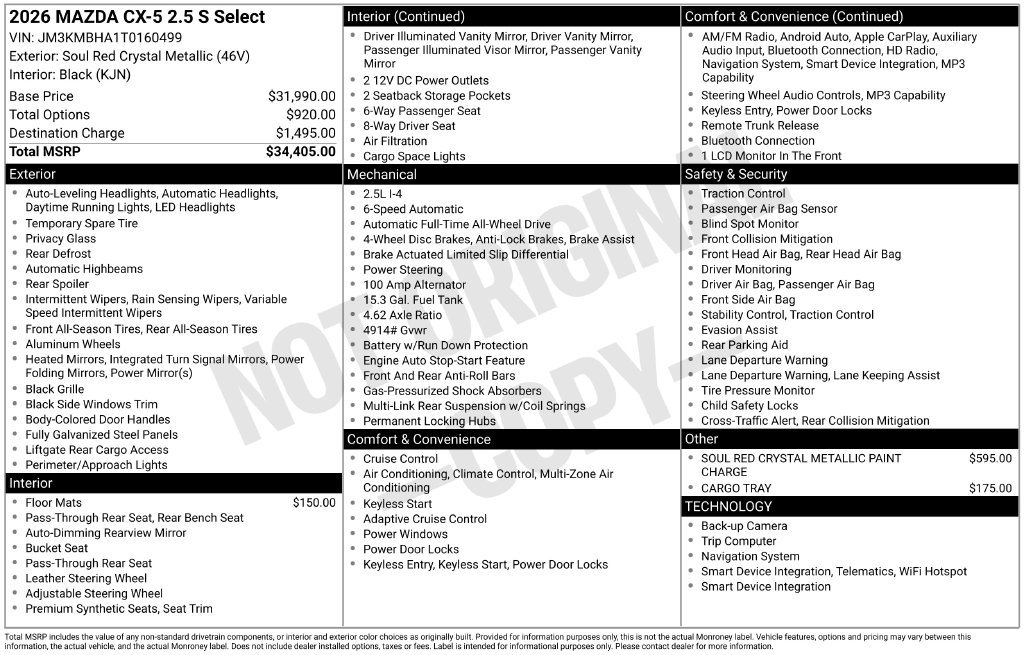 New 2026 MAZDA CX-5 Select AWD/4WD image 3