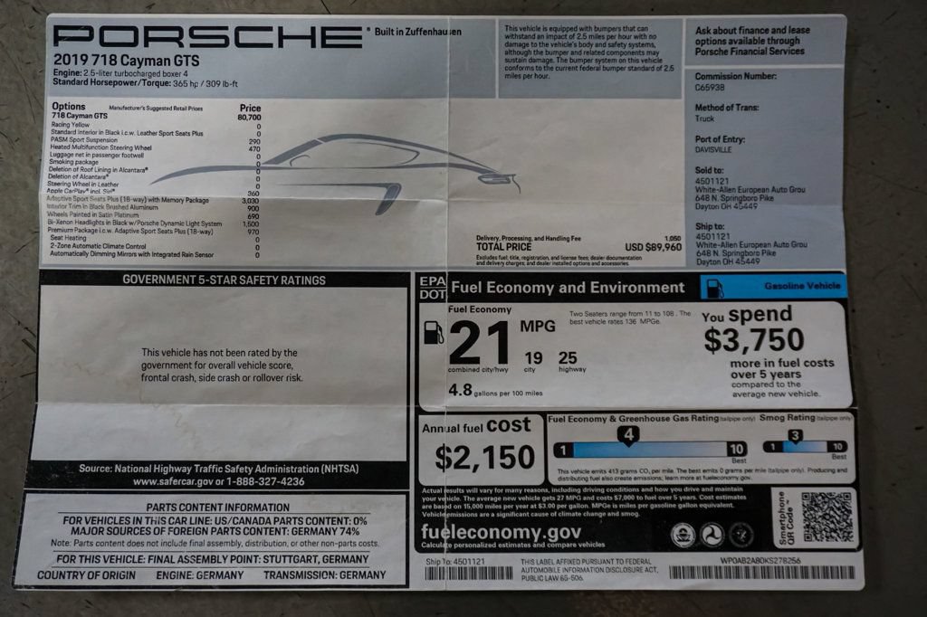 Used 2019 Porsche 718 Cayman RWD image 73