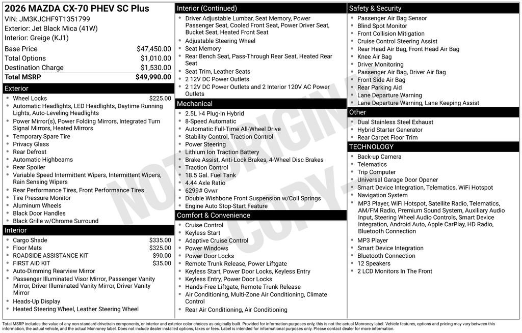 New 2026 MAZDA CX-70 SC Plus AWD/4WD image 23