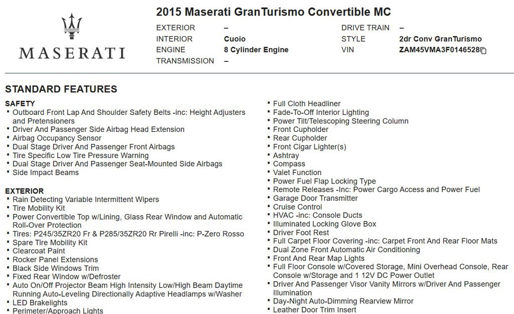 Used 2015 Maserati GranTurismo MC RWD image 17
