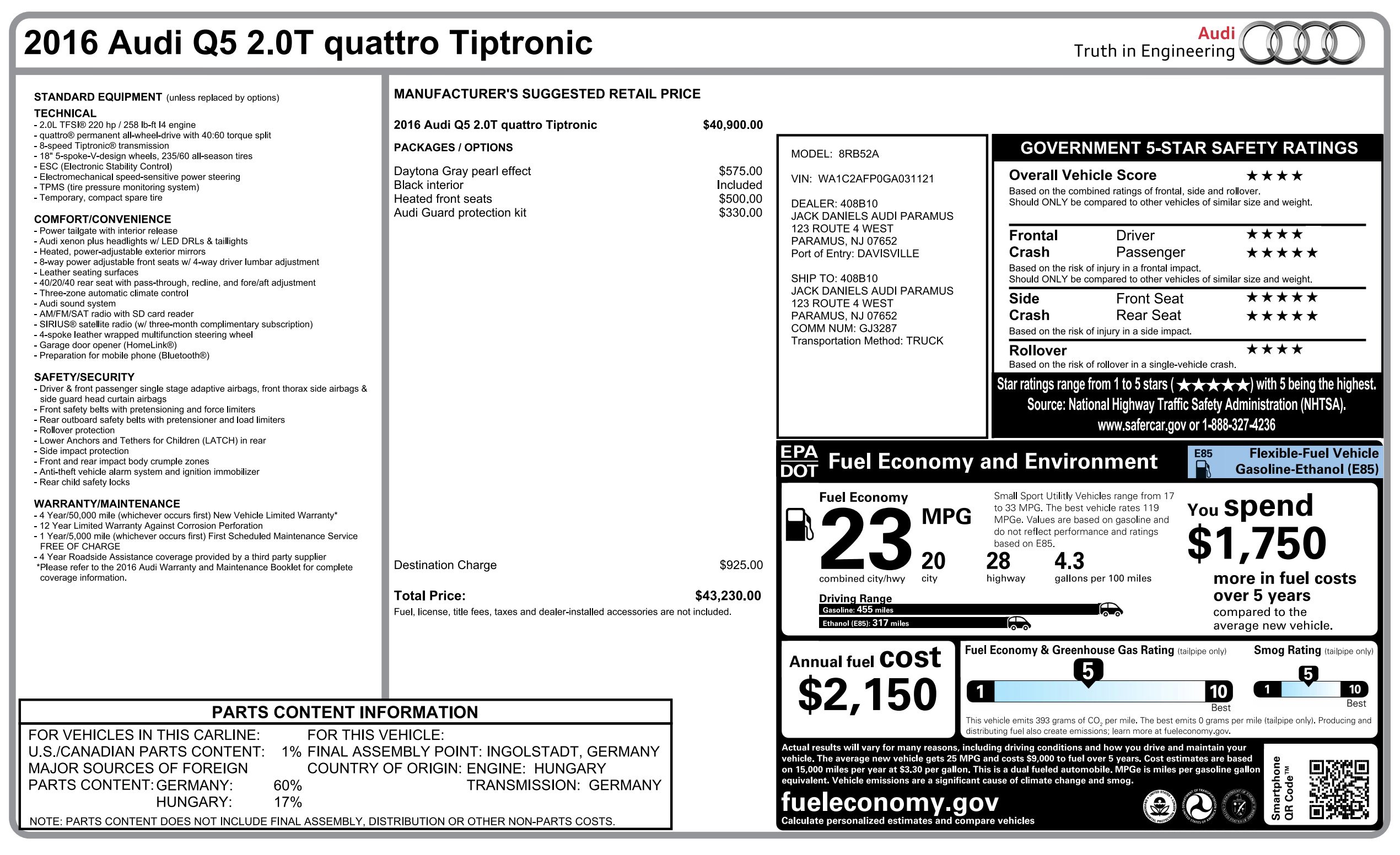 Used 2016 Audi Q5 2.0T Premium AWD/4WD image 5