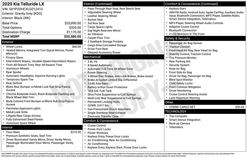 Certified 2020 Kia Telluride LX AWD/4WD image 6