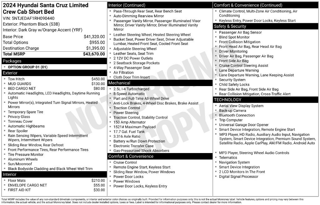 Used 2024 Hyundai Santa Cruz Limited AWD/4WD image 3