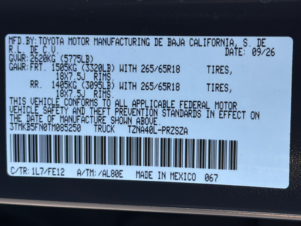 New 2026 Toyota Tacoma TRD Sport RWD image 37