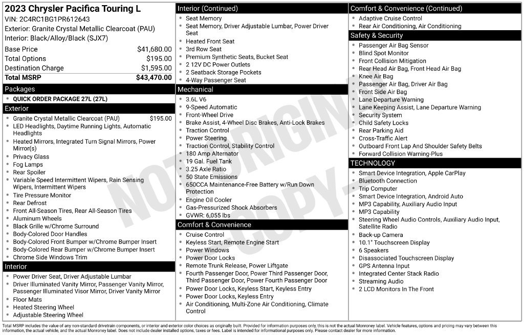 Certified 2023 Chrysler Pacifica Touring-L FWD image 43
