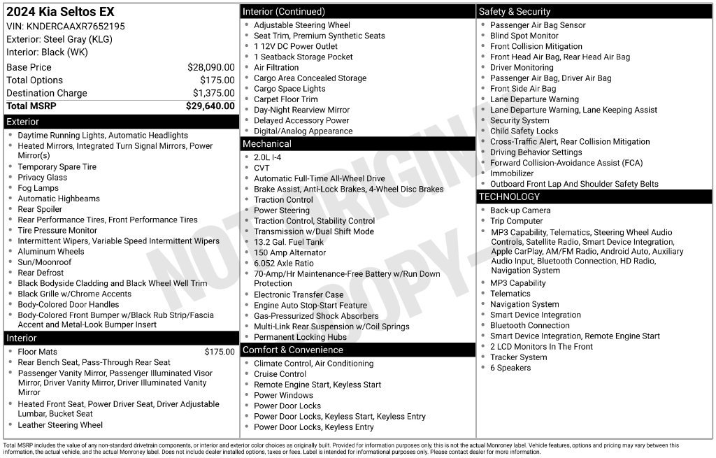 Certified 2024 Kia Seltos EX AWD/4WD image 14
