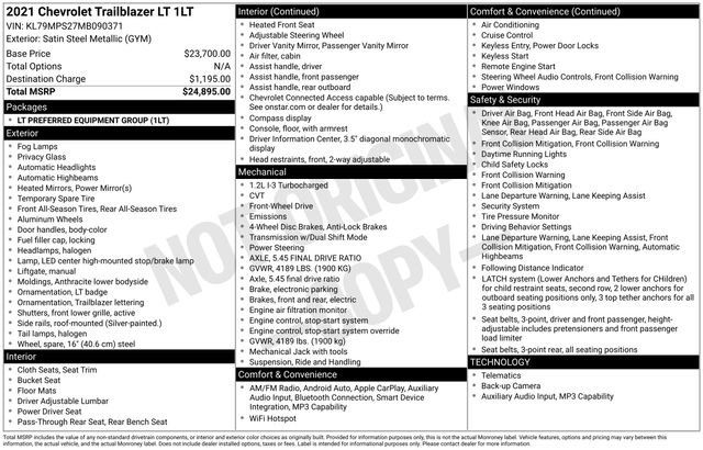 Used 2021 Chevrolet TrailBlazer LT image 7