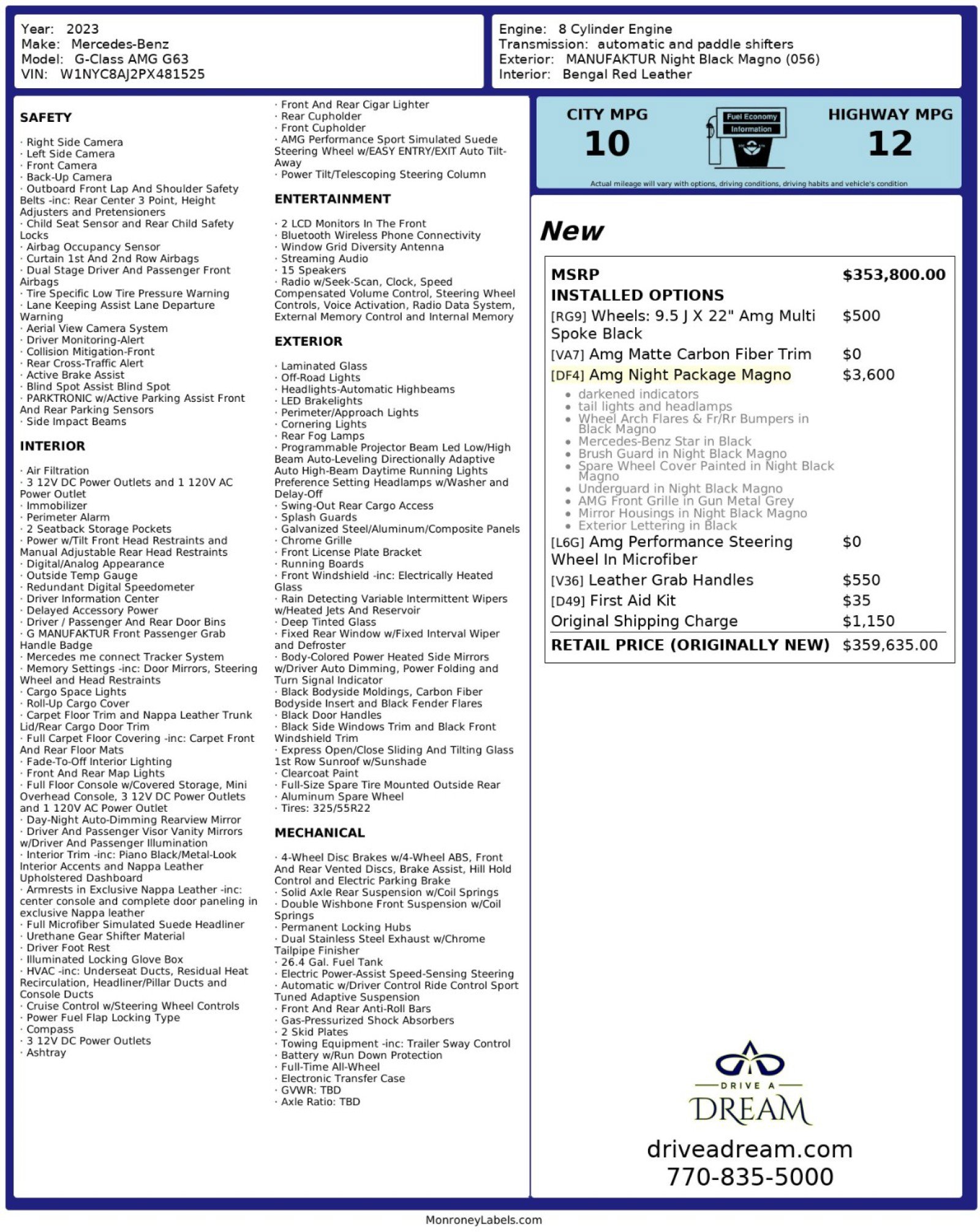 Used 2023 Mercedes-Benz G 63 AMG Squared w/ AMG Night Package Magno image 83