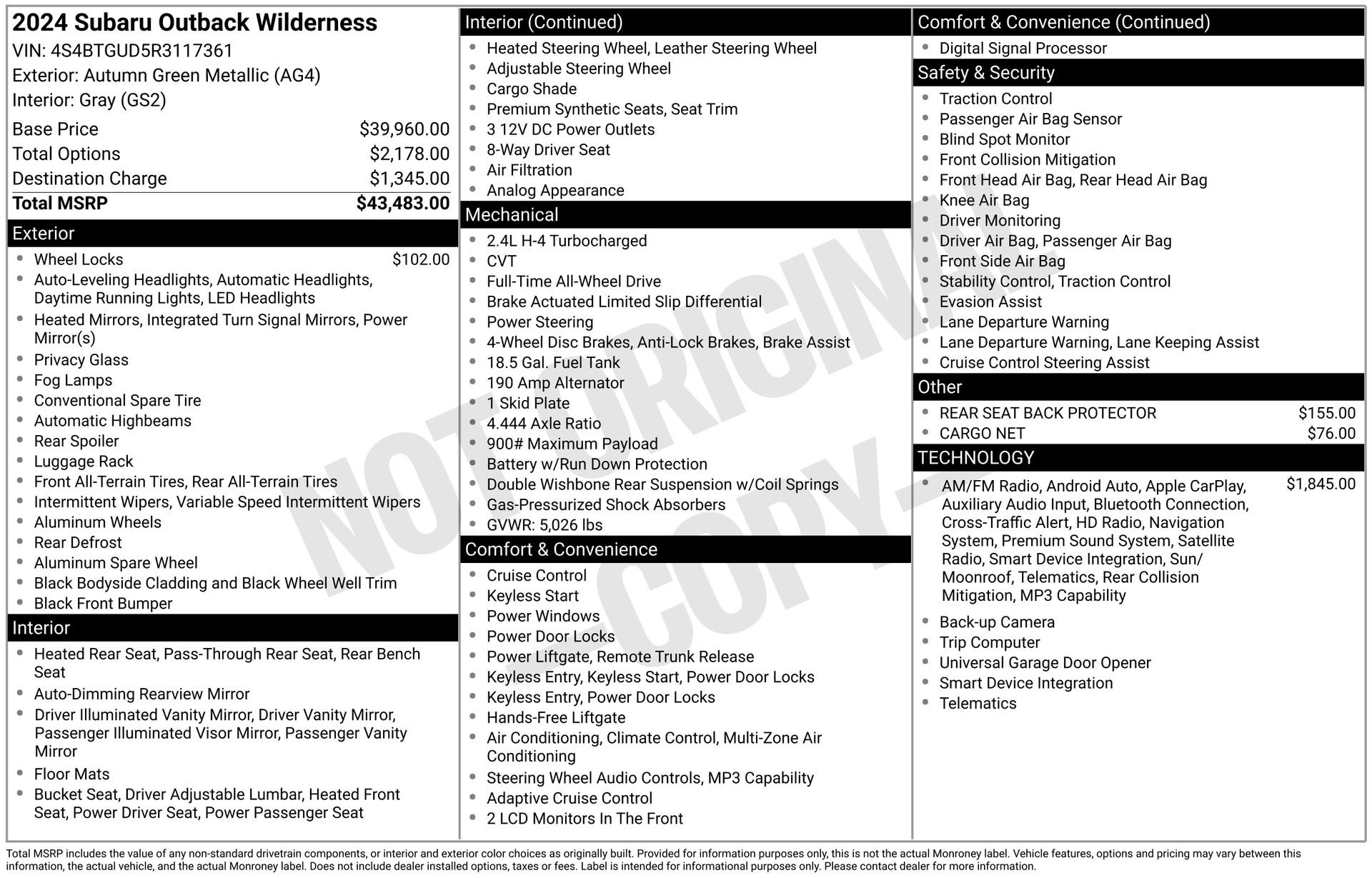 Used 2024 Subaru Outback Wilderness AWD/4WD image 32