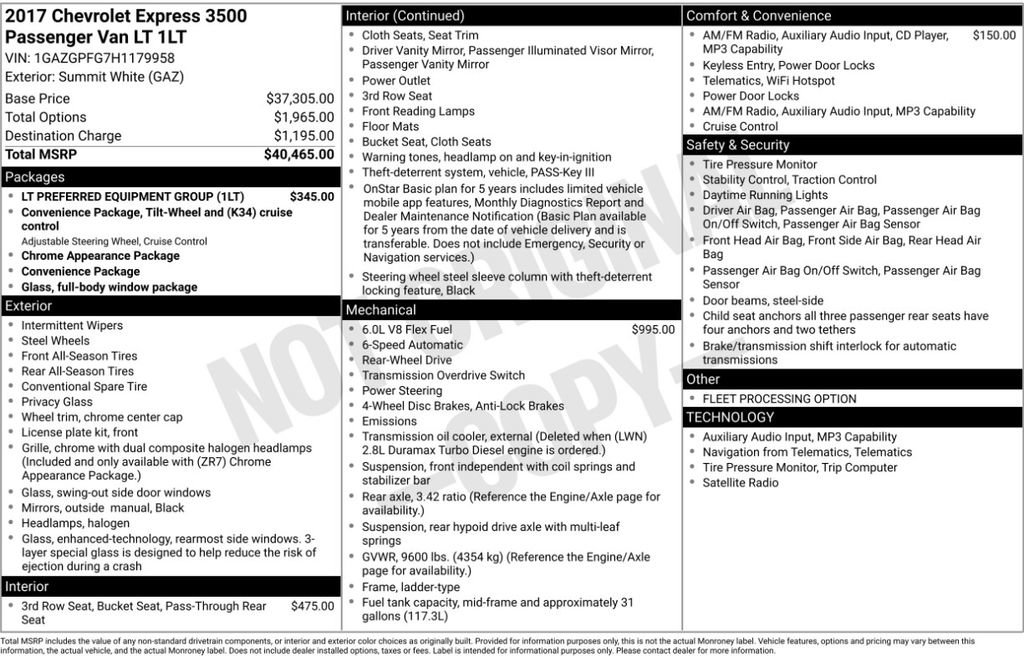 Used 2017 Chevrolet Express 3500 LT w/ LT Preferred Equipment Group image 3