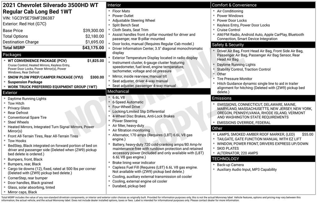 Used 2021 Chevrolet Silverado 3500 W/T w/ WT Convenience Package image 25