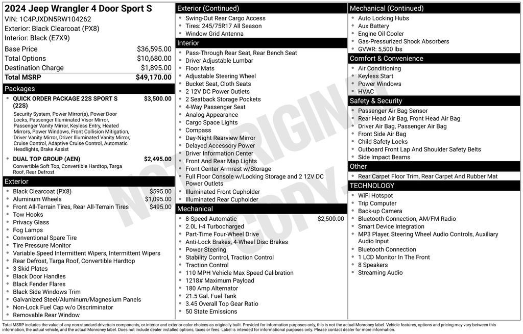 Used 2024 Jeep Wrangler Unlimited Sport AWD/4WD image 6
