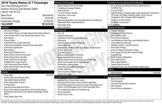 Used 2018 Toyota Sienna LE AWD/4WD image 31