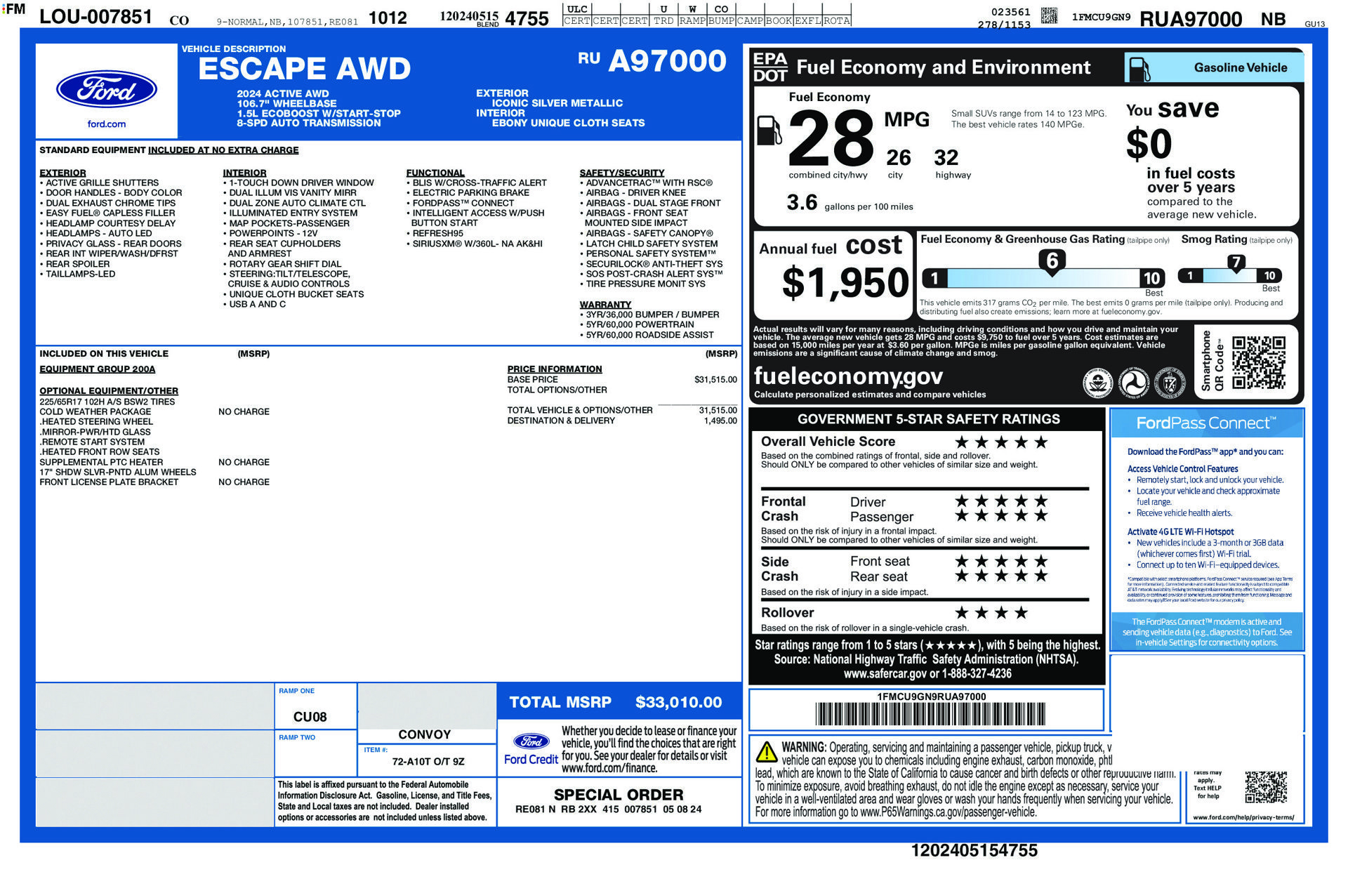 Certified 2024 Ford Escape Active AWD/4WD image 33