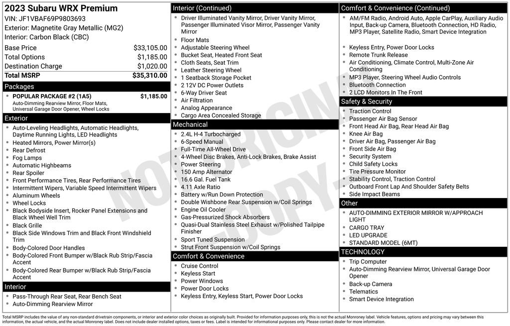 Used 2023 Subaru WRX Premium w/ Popular Package #2 image 3