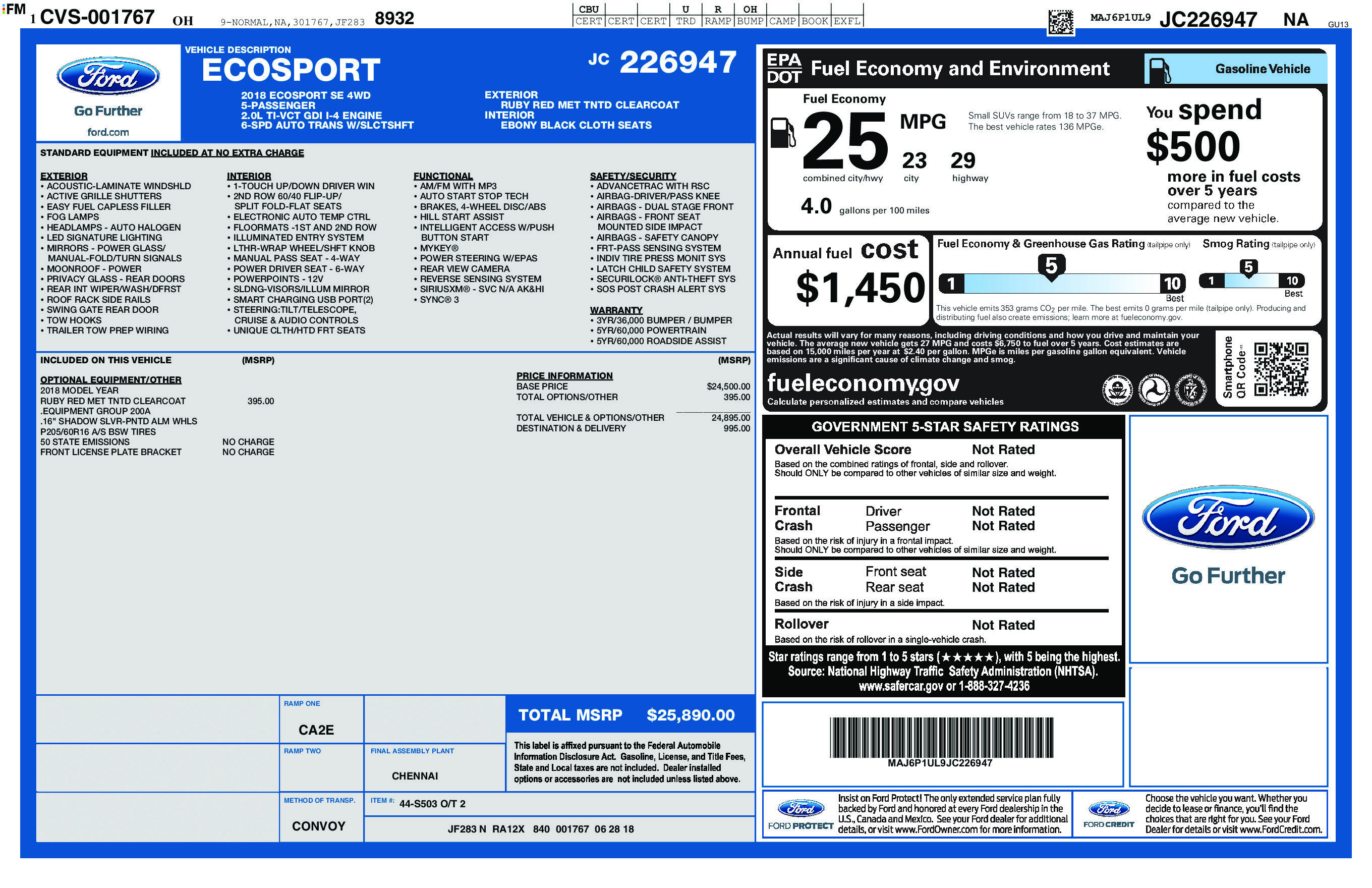 Used 2018 Ford EcoSport SE AWD/4WD image 3